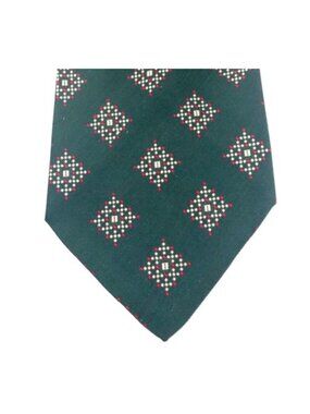 Vintage Neiman Marcus Tie 100% Silk Green Tan Red 55-1/5" x 4" Made in Italy